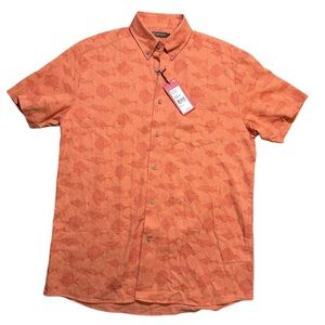🐟 Southern Marsh Atoll Woven Geometric Fish Shirt‎ NWT M 🐟